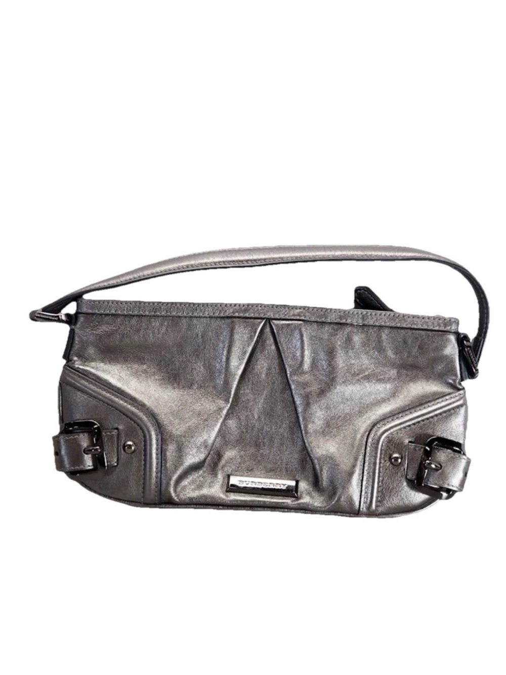 BURBERRY THE SLING METALLIC ANTRACITE SMALL LEATHER BAG